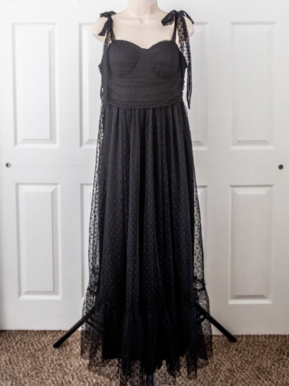 Sexy Lingerie Inspired Tie-Shoulder Maxi Dress